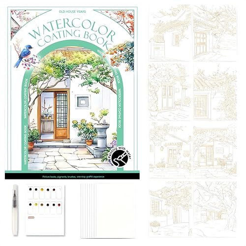 CICISTORY Cahier Aquarelle,Carnet de Coloriage, Livre Aquarelle avec Pinceau et Papier Aquarelle, Adapté à la Maison, à l'École, aux Voyages et à la Peinture à l'Aquarelle pour Débutants
