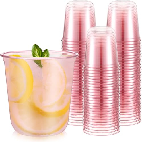 KAHEIGN 50 Piezas Vasos de Plástico Sin Tallo, 360ml Vasos Transparente Reutilizables Copas de Vino Elegantes para Fiestas para Champán Cerveza Cócteles Martini Refrescos Postres (8,9 cm x 9,3 cm)
