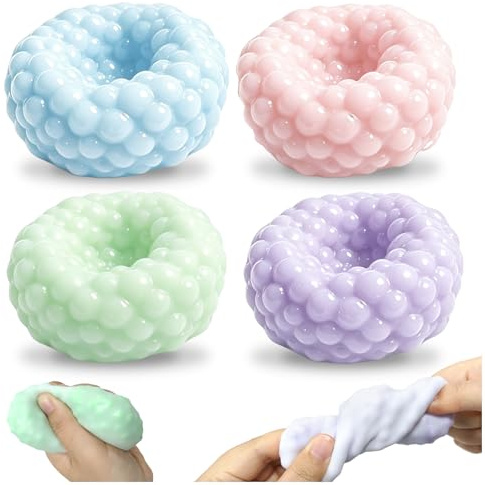 Kutakuta 4 Pièces Balle Anti-Stress Croustillante,Jouets Squish Fidget avec étirement Et Compression Balles Sensorielles Douces pour Soulager Le Stres Adolescents Et Adultes