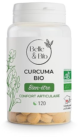ANTIOXYDANT & ARTICULATION - Curcuma Bio & Pipérine (Poivre Noir) - 300 mg/comprimé - 120 comprimés - Certifié Bio par Ecocert - Fabriqué en France
