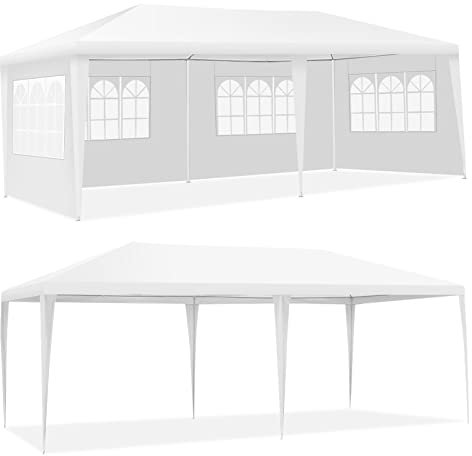 GOPLUS 3x9M /3x6M Tonnelle Tente de Jardin avec Fenêtres,Tente de Réception Protection Contre Soleil et Pluie,Chapiteau Gazebo pour Événement Fête Camping(3X6M, 4 Bâches)
