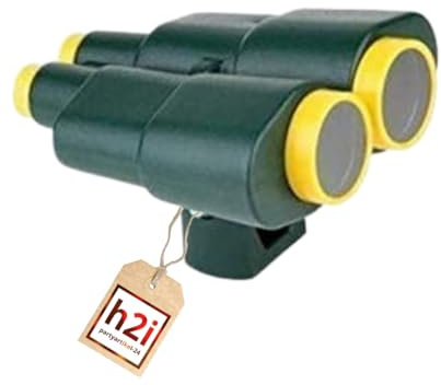 h2i Fernglas Spielturm & Spielhaus | Kinderfernglas aus wetterfestem Kunststoff | ohne optische Vergrößerung | großes Fernglas für Spielturm | Spielturm Zubehör | grün-gelb