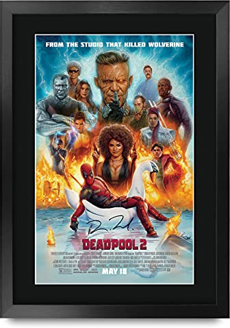 HWC Trading Deadpool 2 Ryan Reynolds 16 x 12 inch Framed Gifts Printed Poster Signed Autograph Picture for Movie Memorabilia Fans - 16 x 12 Framed
