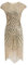 MIMIKRY 20er Jahre Charleston Pailletten Kleid Creme/Gold mit Fransen Flapper Damen-Kostüm, Größe:XL