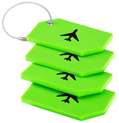 Kofferanhänger mit Adressschild, Silikon Gepäckanhänger Koffer mit Edelstahlkabel, kofferschilder anhänger für Gepäck Koffer Tasche Handtasche (Grün)