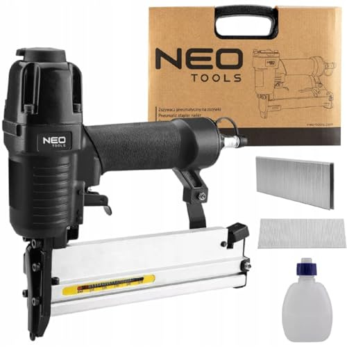 NEO TOOLS Agrafeuse à air comprimé 6-16 mm/10-40 mm/15-50 mm, agrafes de type 80/90/300 (10-40 mm type 90, 15-50 mm type 300)