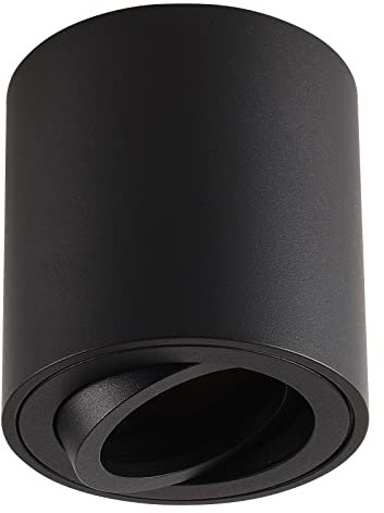 Gleonlux LED Aufbaustrahler Aufbauleuchte Flach schwenkbar Spotleuchte 230V Deckenleuchte mit GU10 Fassung Deckenspot Deckenlampe Aufputz Aufbau-lampe aus Aluminium Downlight Rund-Schwarz