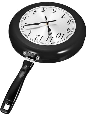 HOMSFOU 1 Satz Pfanne Wanduhr Reloj Digital De Pared Nicht Tickende Wanduhr Moderne Wanduhr Pfannen Antihaftbeschichtet Übergroße Uhr Rostfreier Stahl Küchentopf Batterie