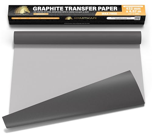MyArtscape Graphite Transfer Paper Roll, Wax-Free, 17 x 15ft Transfer Paper Roll, Graphite Paper, Precise Carbon Paper Ideal as tracing Paper for Drawing