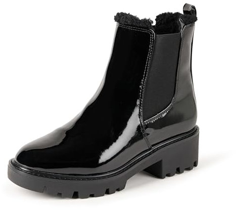 The Drop Campbell Sherpa Chelsea Boots, Schwarzes Lack, 42 EU