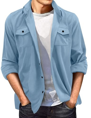 SRZYMJ Lederjacke Herren Himmelblau Motorrad Lederjacke Herren Sommer Jeansjacke Herren Lang 4Xl Übergröße Regenponcho Fahrrad Herren Winter Pullover Herren Warm Regenjacke 164 3XL Herren Strickjacke