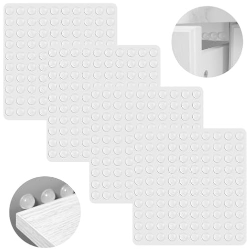 ZILZUFA 400 Pcs Butées de Porte Adhesive, 6 ×2mm Tampon en Silicone Transparent Butées de Protection en Caoutchouc, Tampons Amortisseur pour Protection des Meubles, Tiroirs, Armoires, Anti Bruit