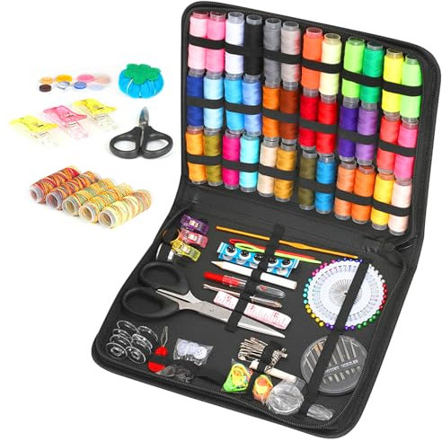 Nähset, Nähzubehör, mit 206 Nähzubehör, Nähzeug, Nähzeug Set, Nähset Grundausstattung, Sewing Kit, Schere, Nadeln, Knöpfe Usw, für Erwachsene, Anfänger, Knopfreparatur und Kleidung Fixes Usw