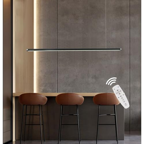 Pendelleuchte Esstisch Schwarz Dimmbar 200cm Lange Hängeleuchte LED Moderne Lampe Esszimmer Pendellampe Hängend Linear Design höhenverstellbar Kronleuchter Lampe für Küche Wohnstube Schlafzimmer