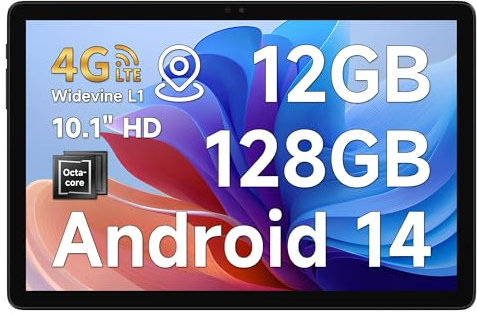 ALLDOCUBE iPlay 60S 4G, Tablet 10,1 Zoll Android 14 mit 2 Lautsprecher, 12GB RAM 128GB ROM, Tablet PC Octa-Core HD 1280 * 800 Incell Display, Widevine L1, 4G LTE Dual SIM, 5MP/8MP, GPS, 6200mAh