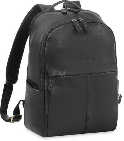 STILORD Marino Stylish Real Leather Backpack for Women and Men Medium – 13-14 inch Laptop Backpack Leather Anti Theft Rucksack – Ideal as an Elegant City Backpack Colour:Black