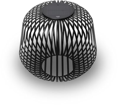 LUUK Studio modern solcell, sladdlös, vindljus, USB-C, svart, M | Solenergi, minimalistisk design med skuggspel, trädgårdsbelysning, balkongljus, utomhusbelysning