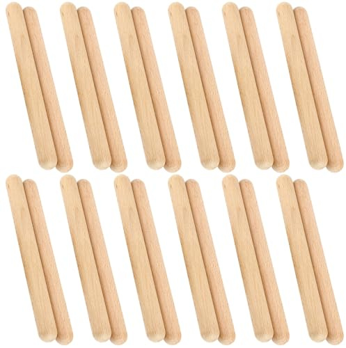 HEIYUET 24 stycken trä klangträ 20 cm lång, klangträ instrument, klangstavar trä rytmpinnar, klangträ set för nybörjare, band, proffs