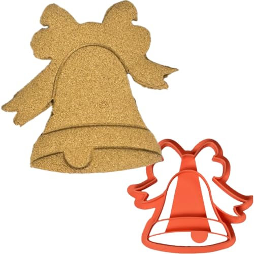Taglia Biscotti Campana con Fiocco - Tagliabiscotti Natalizio 8,5x9,1 cm - Stampo in PLA per Dolci Fatti a Mano - Handmade da Instile3D