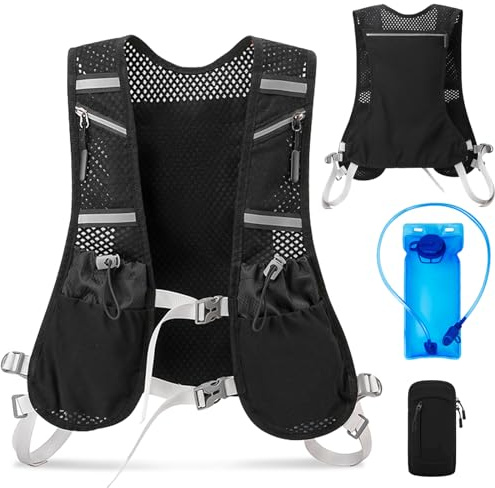 GIOVARA Sac à Dos d'hydratation avec Poche à Eau de 2L, sans BPA | Sac à Dos d'eau avec vessie, Sac à Dos réglable pour Course, Réfléchissant pour la randonnée, la Course, Le Cyclisme