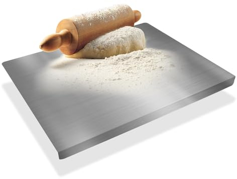 Tagliere acciaio inox 50x40cm, spianatoia da cucina con bordo 1,5cm, multifunzione per taglio e impasto alimentare