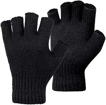 Black Mens Boys Girls Women Unisex Warm Half Finger Fingerless Gloves