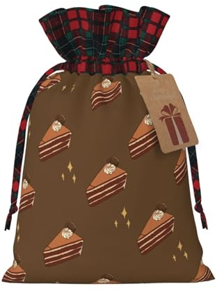 Bolsitas de tela con cordón y estampado floral para tartas de chocolate, ideales para cumpleaños y fiestas navideñas.