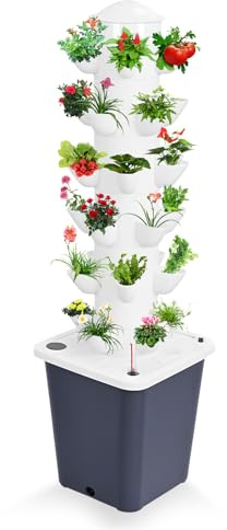 30 Holes Hydroponic Growing System Kit, Hydroponic Garden Tower with Pump System, 6 Layers Indoor Vertical Hydroponic Garden Tower for Herbs, Fruits and Vegetables (Black, 6 Layers)