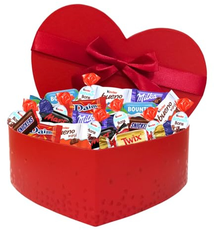 Coffret Coeur gourmand et son Assortiment de Chocolats Célébrations, Milka, Daim, Kinder | Boîte Prête à Offrir pour la SAINT VALENTIN