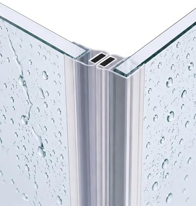 Gedotec Junta magnética de labio de ducha impermeable para puertas de ducha – 1 par de juntas magnéticas de 90 ° para esquina – Junta magnética de ducha PVC Longitud: 2 m – Junta de ducha 6 mm – 8 mm