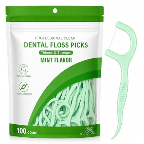 Dental Floss Picks and Sticks, Toothpicks, Mint Flossers, 100 Pack