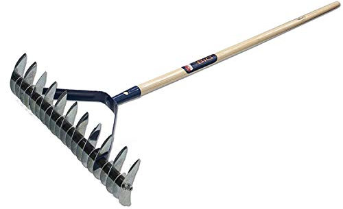 Saferide Zweiseitiger Gartenkralle Rasenbelüfter Aerator Schneidrechen aus Kiefernholz und Qualitätsstahl Rasenlüfter für Garten und Rasen Vertikutierer Werkzeugkopf mit 21 Zinken 170 cm