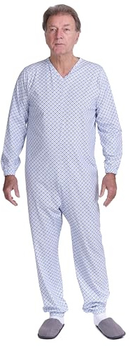 FERRUCCI Comfort Pigiama Sanitario a Manica Lunga con Cerniera Posteriore, 100% Puro Cotone - Made in Italy - per pazienti con disabilità (XL)