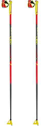 LEKI Bastones de esquí de fondo HRC para niños, 135 cm, color rojo y negro