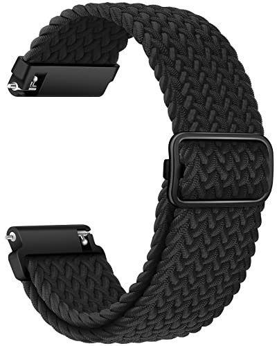 AidorMax 22 mm Nylon Geflochtenes Armband, Elastisch-Ersatzarmband mit Schnellverschluss Kompatibel mit Smartwatches und Armbanduhren, Verstellbar Uhrenarmband für Damen und Herren (Schwarz)