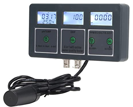 banapoy Medidor de La Calidad del Agua, 8 En 1 S.G Ph EC Salt Orp Tds CF Temp Meter, Portátil Kits Prueba Digital de Agua para Agua Potable, Piscinas, Acuarios, Detector Hidropónico