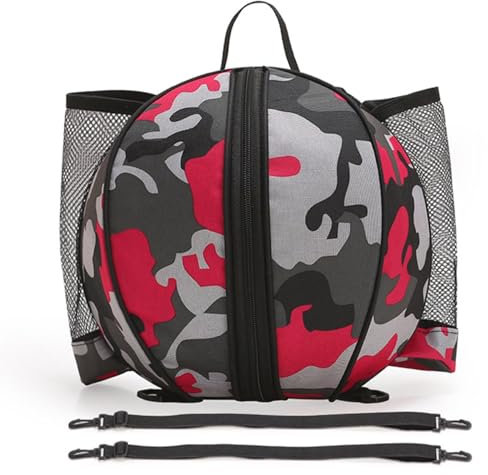 DANETI Runde geformte Schulter Fußball Ball Taschen Tragbare Oxford Basketball Tasche Elastisch mit Reißverschluss für Outdoor Sport Rot
