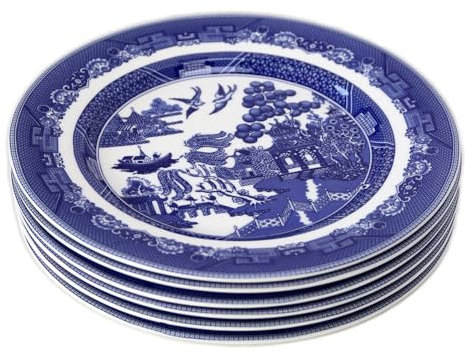 Darthome Set of 6 Blue Willow Side Plates Blue Ceramic 19cm Kitchen English Tableware