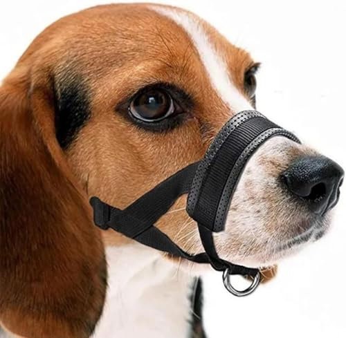 Hundkorg mjuk nylon anti-skällande träning husdjur munmask sele för små stora hundar förhindrar bitning, justerbar rosett (L)