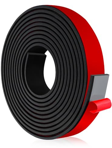 Rubber Strip 3m(L)×25mm(W)×5mm(T) Solid Neoprene Matting Roll Black Rubber Sheet Neoprene Sealing Strip for Sealing Gasket, DIY Gaskets, Reduce Vibration Mat (Self-Adhesive)