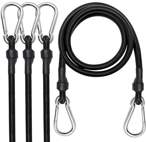 3FT/6FT Long Elastic Bungee Cords with Carabiner Clips, Heavy Duty 36/72 Bungee Straps with Hooks Tie Downs Luggage Rope for Camping Motorcycle Car Trunks Tarps Bike Rack Tent (1PCs 72-Inch)