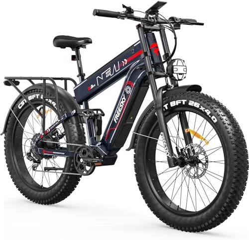 FREESKY 2026 Alaska Pro Dual Battery Electric Bike for Adults, 48V 45AH 200 Miles Long Range Dirt E Bike, 26 Fat Tire Fast Mountain EBike, Full Suspension & Hydraulic Brakes UL 2849 Certified by TÜV