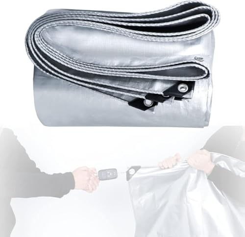 Telo di Plastica da Campeggio Argento, Copertura Impermeabile del Deposito del Telo da Tetto, Telone per Serra Resistente, Feltro per Tetti per Capannoni, Telo da Giardino, 2x1.5m/6.56x4.92ft