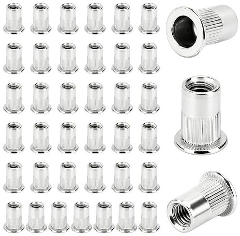 Dadi Rivetti Filettati M8 40 Pezzi in Acciaio Inox 304 Testa Piatta Corpo Zigrinato Inserto Filettato Rivnut per Metallo Plastica Officina