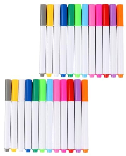 BCOATH 24 Piezas Rotuladores Tiza Líquida Neón Borrables y Lavables Punta Fina para Pizarras Negras LED Acrílico y Vidrio Marcadores Fluorescentes para Dibujo y Escritura Ventanas y