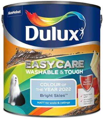 Bright Skies Dulux Easycare Matt Emulsion Paint 2.5L – Washable & Stain Resistant, Durable Matt Finish, Quick Dry, Low Odour Interior Wall & Ceiling Paint