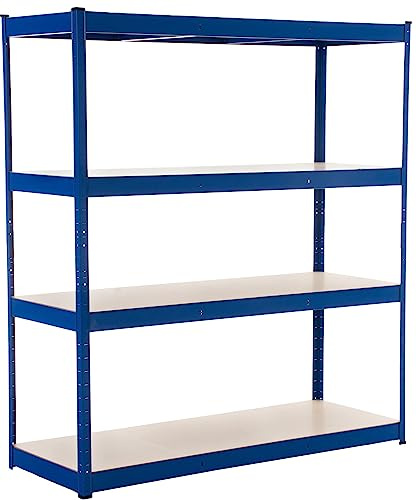 CLP Estantería De Metal con 4 Baldas Regulables En Altura I Armario 160x180x60 CM Resistente para Almacenar Cargas Pesadas, Color:Azul