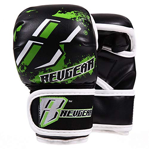Revgear Kids MMA Boxing Gloves Combat Series, Youth Boxing Gloves, Muay Thai Punching Gloves - Protected Thumb, Ventilation (Green, XL)