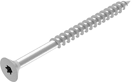 Tornillo SECCARO para aglomerado 6 x 80 mm, acero galvanizado, tornillo para madera con rosca parcial, TX / casquillo hexalobular, 75 piezas
