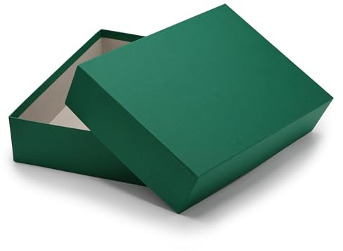 Geschenk- und Aufbewahrungsbox DIN A4 - Karton mit Deckel - 1 Stück - Farbe: Dunkelgrün (Grün) - 302 x 213 x 70 mm